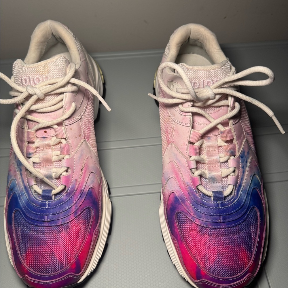 Dior Pink and Blue Gradient Sneakers with Ombré Effect